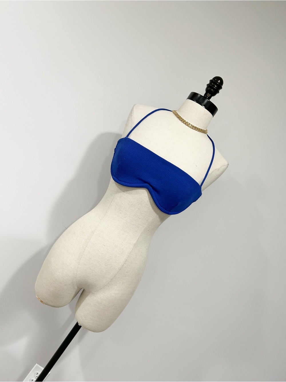 Princess Polly Royal Blue Ribbed Bandeau Crop Top